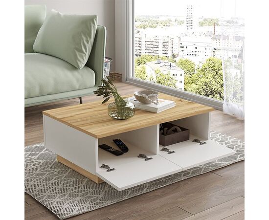 Τραπέζι σαλονιού Thunder pakoworld sonoma-λευκό 90x60x31.5εκ - ΤΡΑΠΕΖΑΚΙΑ ΣΑΛΟΝΙΟΥ στο Milonadakis.gr