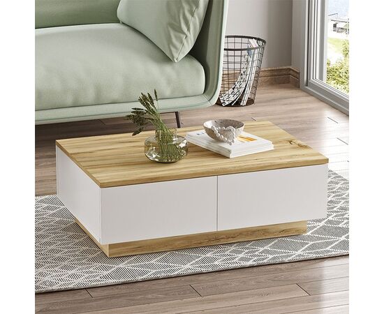 Τραπέζι σαλονιού Thunder pakoworld sonoma-λευκό 90x60x31.5εκ - ΤΡΑΠΕΖΑΚΙΑ ΣΑΛΟΝΙΟΥ στο Milonadakis.gr