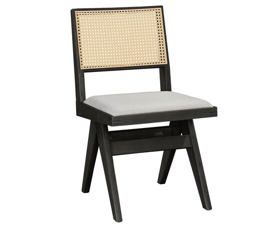Καρέκλα Winslow pakoworld ξύλο rubberwood μαύρο-pvc rattan φυσικό-ύφασμα γκρι - ΚΑΡΕΚΛΕΣ - ΠΟΛΥΘΡΟΝΕΣ ΕΣ. στο Milonadakis.gr