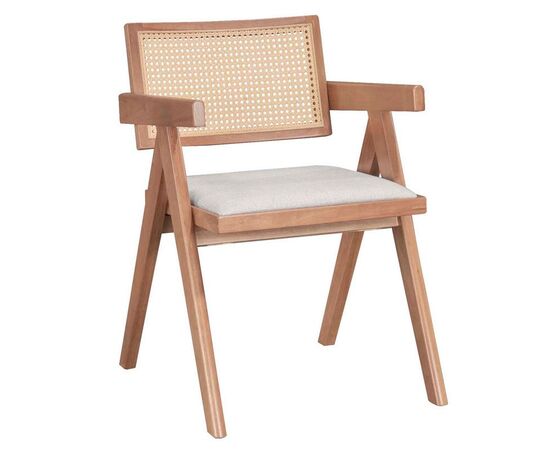 Πολυθρόνα Winslow pakoworld ξύλο rubberwood ανοικτό καρυδί-pvc rattan φυσικό-ύφασμα γκρι - ΚΑΡΕΚΛΕΣ - ΠΟΛΥΘΡΟΝΕΣ στο Milonadakis.gr