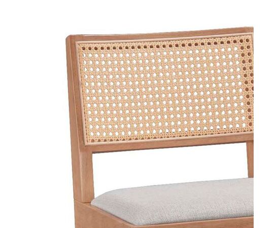 Σκαμπό bar Winslow pakoworld ξύλο rubberwood ανοικτό καρυδί-pvc rattan φυσικό-ύφασμα γκρι 44.5x46x98εκ - ΣΚΑΜΠΟ ΜΠΑΡ στο Milonadakis.gr
