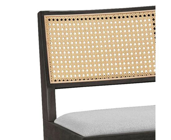 Σκαμπό bar Winslow pakoworld ξύλο rubberwood μαύρο-pvc rattan φυσικό-ύφασμα γκρι 44.5x46x98εκ - ΣΚΑΜΠΟ ΜΠΑΡ στο Milonadakis.gr