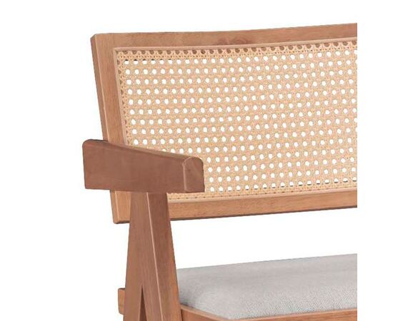 Σκαμπό bar Winslow pakoworld ξύλο rubberwood ανοικτό καρυδί-pvc rattan φυσικό-ύφασμα γκρι - ΣΚΑΜΠΟ ΜΠΑΡ στο Milonadakis.gr
