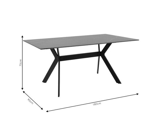 Τραπέζι Olivet pakoworld sintered stone μαύρο μαρμάρου-μαύρο 180x90x75εκ - ΤΡΑΠΕΖΙΑ ΚΟΥΖΙΝΑΣ στο Milonadakis.gr