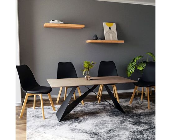 Τραπέζι Sabrina pakoworld sintered stone sonoma-μαύρο 180x90x75εκ - ΤΡΑΠΕΖΙΑ ΚΟΥΖΙΝΑΣ στο Milonadakis.gr