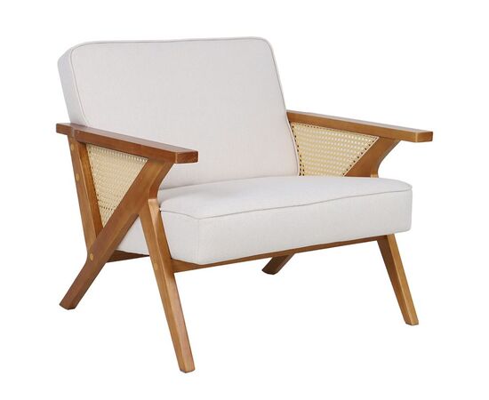 Πολυθρόνα Claudia pakoworld ύφασμα μπεζ-pe rattan-rubberwood φυσικό - ΚΑΡΕΚΛΕΣ - ΠΟΛΥΘΡΟΝΕΣ ΕΣ. στο Milonadakis.gr