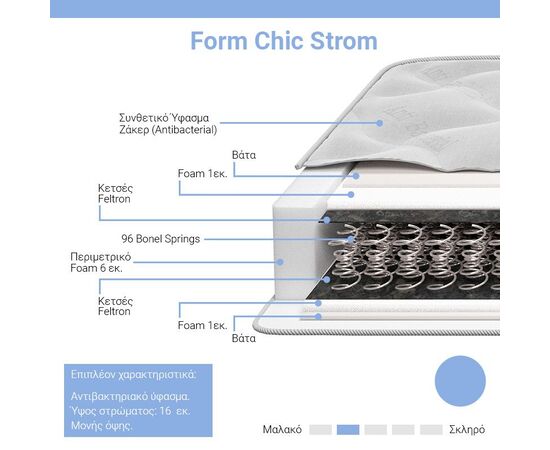 Στρώμα Form Chic Strom μονής όψης 16cm 120x200εκ - ΣΤΡΩΜΑΤΑ ΥΠΝΟΥ & ΣΟΜΙΕΔΕΣ στο Milonadakis.gr