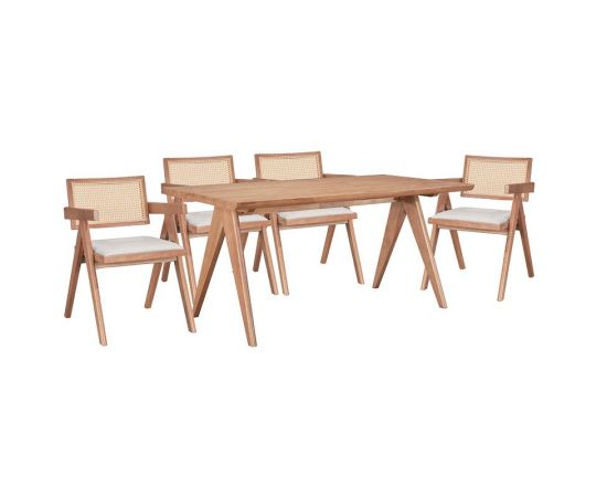 Τραπεζαρία Winslow Ι pakoworld σετ 5τεμ ξύλο rubberwood ανοιχτό καρυδί 160x85x75εκ - ΤΡΑΠΕΖΑΡΙΕΣ στο Milonadakis.gr