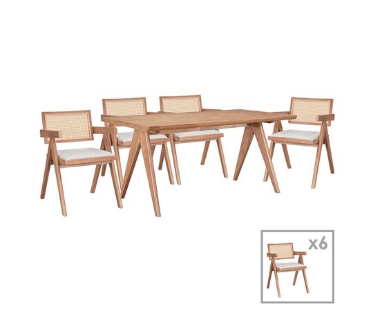 Τραπεζαρία Winslow Ι pakoworld σετ 7τεμ ξύλο rubberwood ανοιχτό καρυδί 160x85x75εκ - ΤΡΑΠΕΖΑΡΙΕΣ στο Milonadakis.gr