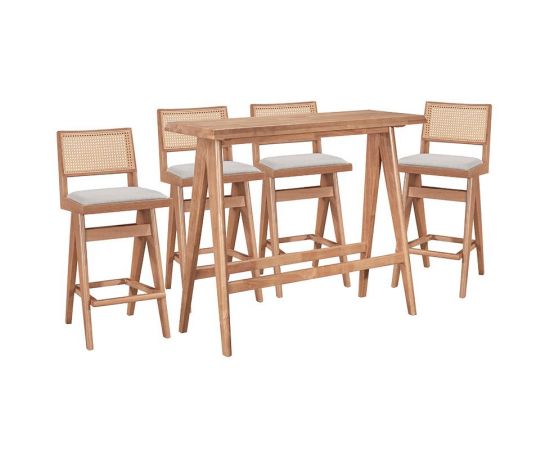 Τραπεζαρία μπαρ Winslow pakoworld σετ 5τεμ ξύλο rubberwood ανοιχτό καρυδί 120x45x100εκ - ΤΡΑΠΕΖΑΡΙΕΣ στο Milonadakis.gr