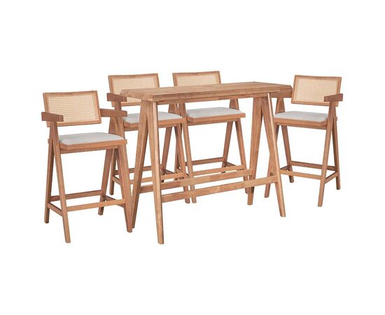 Τραπεζαρία μπαρ Winslow I pakoworld σετ 5τεμ ξύλο rubberwood ανοιχτό καρυδί 120x45x100εκ - ΤΡΑΠΕΖΑΡΙΕΣ στο Milonadakis.gr