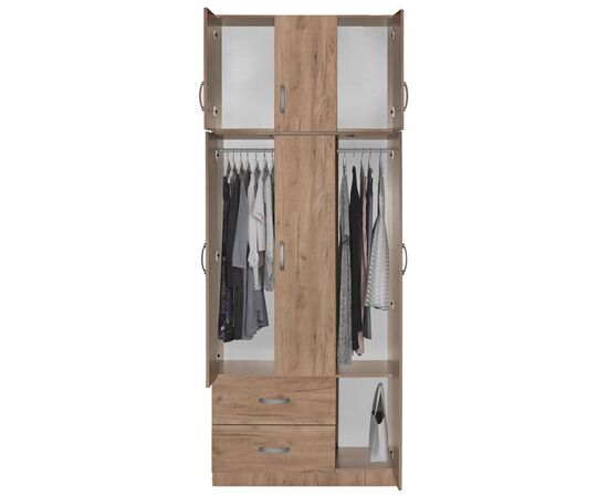 Ντουλάπα τρίφυλλη και πατάρι Zelia pakoworld φυσικό 90x42x240εκ. - ΝΤΟΥΛΑΠΕΣ στο Milonadakis.gr