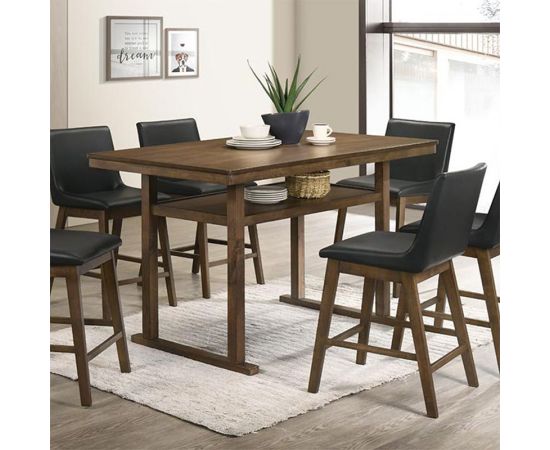 Τραπέζι μπαρ Tenor pakoworld φυσικό ξύλο rubberwood-ΜDF καρυδί 150x90x91.5εκ - ΤΡΑΠΕΖΙΑ ΚΟΥΖΙΝΑΣ στο Milonadakis.gr