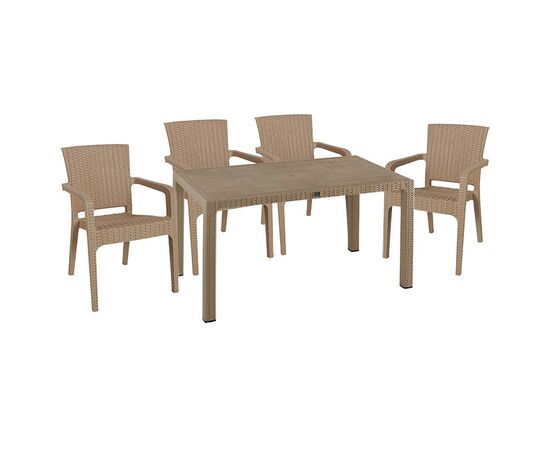 Τραπεζαρία Explore-Halcyon pakoworld σετ 5τεμ PP cappuccino 150x90x73,5εκ. - ΣΕΤ ΤΡΑΠΕΖΑΡΙΕΣ στο Milonadakis.gr