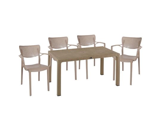 Τραπεζαρία Explore-Frontline pakoworld σετ 5τεμ PP cappuccino 150x90x73,5εκ. - ΣΕΤ ΤΡΑΠΕΖΑΡΙΕΣ στο Milonadakis.gr
