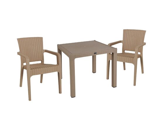 Τραπεζαρία Explore-Halcyon pakoworld σετ 3τεμ PP cappuccino 90x90x73,5εκ - ΣΕΤ ΤΡΑΠΕΖΑΡΙΕΣ στο Milonadakis.gr