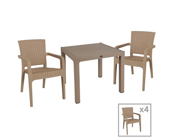 Τραπεζαρία Explore-Halcyon pakoworld σετ 5τεμ PP cappuccino 90x90x73,5εκ - ΣΕΤ ΤΡΑΠΕΖΑΡΙΕΣ στο Milonadakis.gr