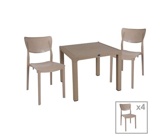 Τραπεζαρία Explore-Ignite pakoworld σετ 5τεμ PP cappuccino 90x90x73,5εκ - ΣΕΤ ΤΡΑΠΕΖΑΡΙΕΣ στο Milonadakis.gr
