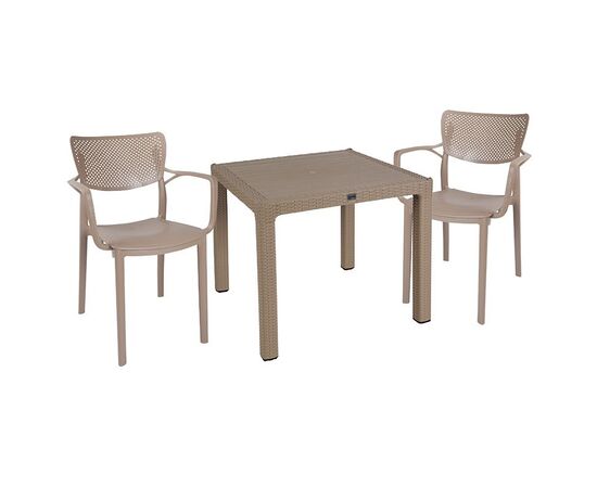 Τραπεζαρία Explore-Frontline pakoworld σετ 3τεμ PP cappuccino 90x90x73,5εκ - ΣΕΤ ΤΡΑΠΕΖΑΡΙΕΣ στο Milonadakis.gr