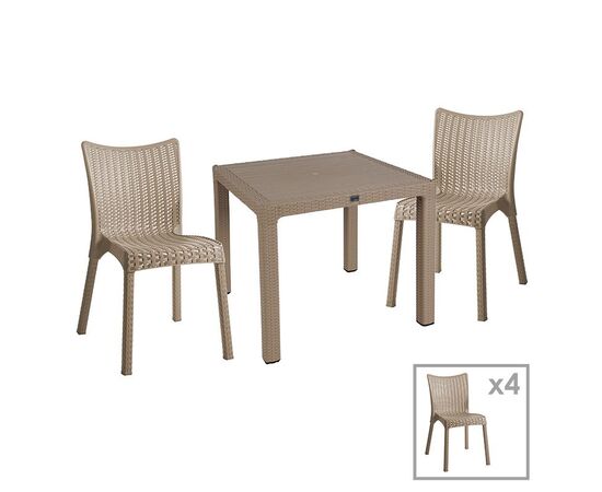 Τραπεζαρία Explore-Confident pakoworld σετ 5τεμ PP cappuccino 90x90x73,5εκ - ΣΕΤ ΤΡΑΠΕΖΑΡΙΕΣ στο Milonadakis.gr