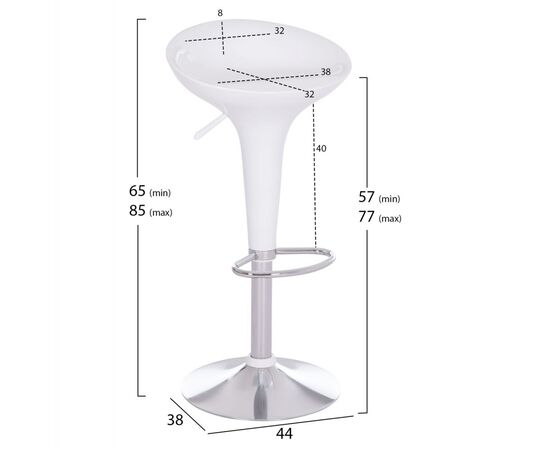 ΣΚΑΜΠΟ ΜΠΑΡ ΠΕΡΙΣΤΡΕΦΟΜΕΝΟ DAISY HM200.22 ABS ΣΕ ΛΕΥΚΟ--ΑΝΑΡΤΗΣΗ 44x38x85Υεκ. - ΣΚΑΜΠΟ ΜΠΑΡ στο Milonadakis.gr