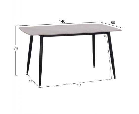 ΤΡΑΠΕΖΙ RAVEN HM18149.13 ΚΕΡΑΜΙΚΟ TOP ΓΚΡΙ ΜΑΡΜΑΡΟ-ΜΑΥΡΟ ΜΕΤΑΛΛΟ 140x80x74Υεκ. - ΤΡΑΠΕΖΙΑ ΚΟΥΖΙΝΑΣ στο Milonadakis.gr