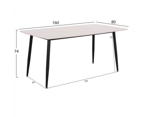 ΤΡΑΠΕΖΙ RAVEN HM18150.01 ΚΕΡΑΜΙΚΟ TOP ΛΕΥΚΟ ΜΑΡΜΑΡΟ-ΜΑΥΡΟ ΜΕΤΑΛΛΟ 160x80x74Υεκ. - ΤΡΑΠΕΖΙΑ ΚΟΥΖΙΝΑΣ στο Milonadakis.gr