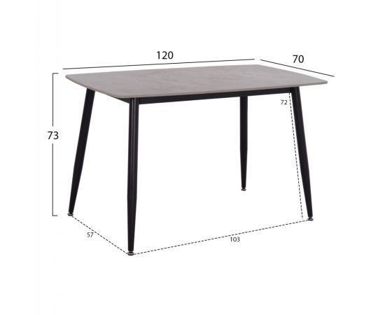 ΤΡΑΠΕΖΙ RAVEN HM9854.13 ΚΕΡΑΜΙΚΟ TOP ΓΚΡΙ ΜΑΡΜΑΡΟ-ΜΑΥΡΟ ΜΕΤΑΛΛΟ 120x70x73Υεκ. - ΤΡΑΠΕΖΙΑ ΚΟΥΖΙΝΑΣ στο Milonadakis.gr