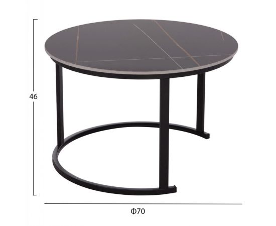 ΤΡΑΠΕΖΙ ΣΑΛΟΝΙΟΥ 2ΤΜΧ TALOS HM18140.02 ΜΑΥΡΟ ΚΕΡΑΜΙΚΟ TOP-ΜΕΤΑΛΛΙΚΑ ΠΟΔΙΑ Φ70x45,5Υ - ΤΡΑΠΕΖΙΑ ΚΟΥΖΙΝΑΣ στο Milonadakis.gr