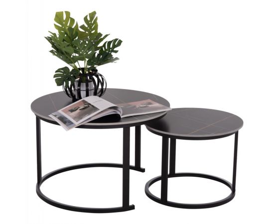 ΤΡΑΠΕΖΙ ΣΑΛΟΝΙΟΥ 2ΤΜΧ TALOS HM18140.02 ΜΑΥΡΟ ΚΕΡΑΜΙΚΟ TOP-ΜΕΤΑΛΛΙΚΑ ΠΟΔΙΑ Φ70x45,5Υ - ΤΡΑΠΕΖΙΑ ΚΟΥΖΙΝΑΣ στο Milonadakis.gr
