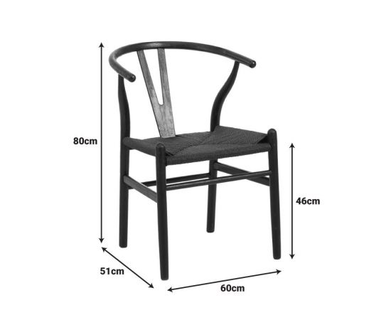 Καρέκλα Wishbone pakoworld rubberwood-σχοινί σε μαύρη απόχρωση 60x51x80εκ - ΚΑΡΕΚΛΕΣ - ΠΟΛΥΘΡΟΝΕΣ ΕΣ. στο Milonadakis.gr