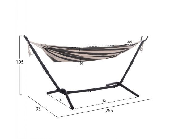 ΑΙΩΡΑ CRAVE HM6304.03 ΑΝΘΡΑΚΙ ΜΕΤΑΛ. ΣΚΕΛΕΤΟΣ--ΜΠΛΕ ΠΑΝΙ ΜΕ ΛΕΥΚΗ ΡΙΓΑ 265x93x105Υεκ - ΚΟΥΝΙΕΣ - ΦΩΛΙΕΣ στο Milonadakis.gr