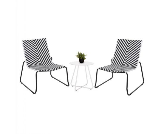 ΣΕΤ LOUNGE 3TMX ΕΞ.ΧΩΡΟΥ PONY HM21193.02 ΜΕΤΑΛΛΟ ΚΑΙ ΣΥΝΘ.RATTAN ΣΕ ΛΕΥΚΟ-ΜΑΥΡΟ - ΣΕΤ ΣΑΛΟΝΙΑ στο Milonadakis.gr