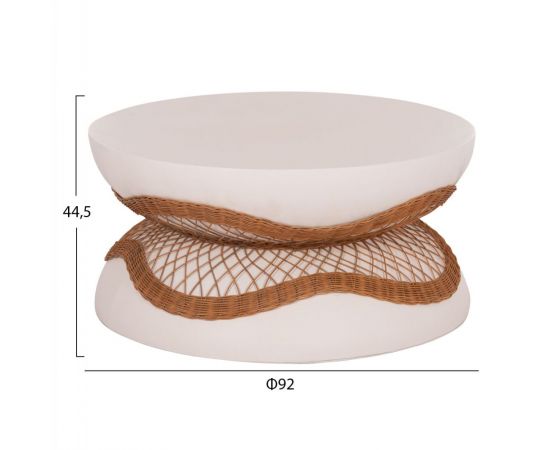 ΤΡΑΠΕΖΙ ΣΑΛΟΝΙΟΥ ANNA HM18157.02 FIBER CEMENT ΛΕΥΚΟ-ΦΥΣΙΚΟ RATTAN--Φ92x44.5Υεκ - ΤΡΑΠΕΖΙΑ ΚΟΥΖΙΝΑΣ στο Milonadakis.gr