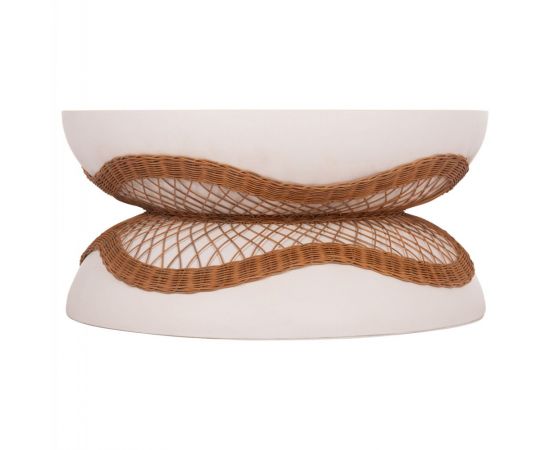 ΤΡΑΠΕΖΙ ΣΑΛΟΝΙΟΥ ANNA HM18157.02 FIBER CEMENT ΛΕΥΚΟ-ΦΥΣΙΚΟ RATTAN--Φ92x44.5Υεκ - ΤΡΑΠΕΖΙΑ ΚΟΥΖΙΝΑΣ στο Milonadakis.gr
