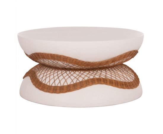ΤΡΑΠΕΖΙ ΣΑΛΟΝΙΟΥ ANNA HM18157.02 FIBER CEMENT ΛΕΥΚΟ-ΦΥΣΙΚΟ RATTAN--Φ92x44.5Υεκ - ΤΡΑΠΕΖΙΑ ΚΟΥΖΙΝΑΣ στο Milonadakis.gr