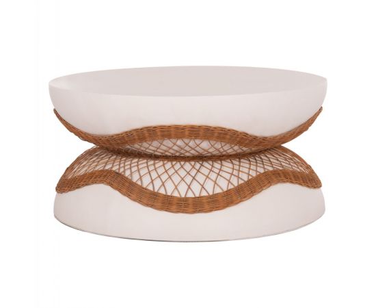 ΤΡΑΠΕΖΙ ΣΑΛΟΝΙΟΥ ANNA HM18157.02 FIBER CEMENT ΛΕΥΚΟ-ΦΥΣΙΚΟ RATTAN--Φ92x44.5Υεκ - ΤΡΑΠΕΖΙΑ ΚΟΥΖΙΝΑΣ στο Milonadakis.gr