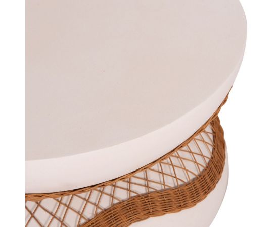 ΤΡΑΠΕΖΙ ΣΑΛΟΝΙΟΥ ANNA HM18157.02 FIBER CEMENT ΛΕΥΚΟ-ΦΥΣΙΚΟ RATTAN--Φ92x44.5Υεκ - ΤΡΑΠΕΖΙΑ ΚΟΥΖΙΝΑΣ στο Milonadakis.gr