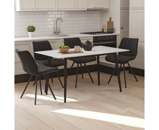 Τραπεζαρία Sabia-Gustas pakoworld σετ 5τεμ sintered stone-μαύρο-ανθρακί 120x60x75εκ - ΤΡΑΠΕΖΑΡΙΕΣ στο Milonadakis.gr