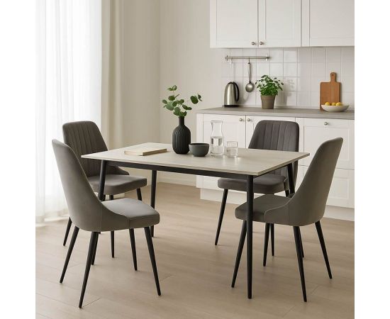 Τραπεζαρία Azori-Gustas pakoworld σετ 5τεμ sintered stone-μαύρο-ανθρακί 120x60x75εκ - ΤΡΑΠΕΖΑΡΙΕΣ στο Milonadakis.gr