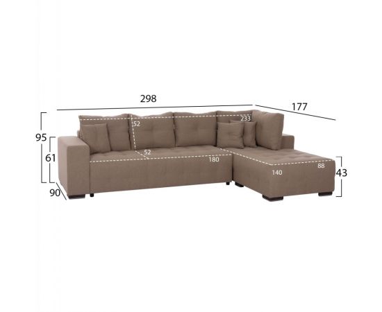 ΓΩΝΙΑΚΟΣ ΚΑΝΑΠΕΣ-ΚΡΕΒΑΤΙ ΜΕ ΑΠΟΘ.ΧΩΡΟ TRENDSTON HM3302.03R ΜΠΕΖ ΥΦΑΣΜΑ 298x177x95Υεκ - ΚΑΝΑΠΕΔΕΣ-ΣΑΛΟΝΙΑ στο Milonadakis.gr