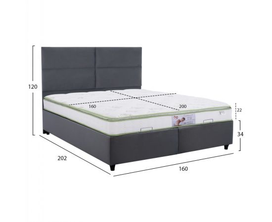 ΚΡΕΒΑΤΙ ΜΕ ΣΤΡΩΜΑ ΔΙΠΛΟ MILO HM21163 ΓΚΡΙ ΒΕΛΟΥΔΟ & ΑΠΟΘ.ΧΩΡΟΣ-ΓΙΑ 160x200εκ. - ΚΡΕΒΑΤΙΑ στο Milonadakis.gr