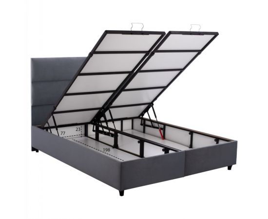 ΚΡΕΒΑΤΙ ΜΕ ΣΤΡΩΜΑ ΔΙΠΛΟ MILO HM21163 ΓΚΡΙ ΒΕΛΟΥΔΟ & ΑΠΟΘ.ΧΩΡΟΣ-ΓΙΑ 160x200εκ. - ΚΡΕΒΑΤΙΑ στο Milonadakis.gr
