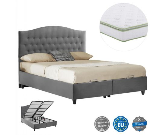 ΚΡΕΒΑΤΙ ΜΕ ΣΤΡΩΜΑ ΔΙΠΛΟ MALENA HM21164 ΓΚΡΙ ΒΕΛΟΥΔΟ & ΑΠΟΘ.ΧΩΡΟΣ-ΓΙΑ 160x200εκ. - ΚΡΕΒΑΤΙΑ στο Milonadakis.gr