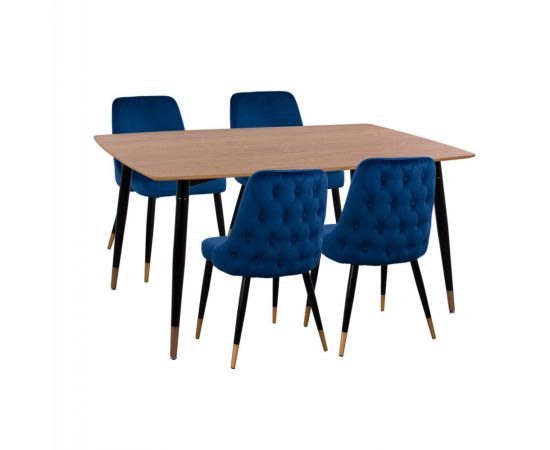 ΣΕΤ ΤΡΑΠΕΖΑΡΙΑΣ 5ΤΜΧ JOLIE HM11198.08 MDF TOP-ΒΕΛΟΥΔΟ ΜΠΛΕ & ΜΕΤΑΛΛΟ ΜΑΥΡΟ - ΤΡΑΠΕΖΑΡΙΕΣ στο Milonadakis.gr
