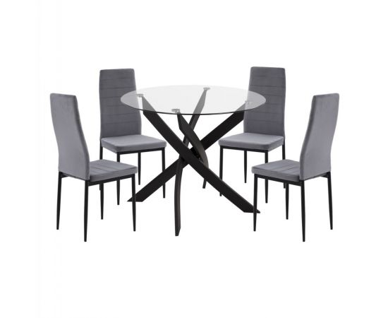 ΣΕΤ ΤΡΑΠΕΖΑΡΙΑΣ 5ΤΜΧ LADY HM21199.01 ΓΥΑΛΙ--ΜΕΤΑΛΛΟ ΣΕ ΜΑΥΡΟ & ΒΕΛΟΥΔΟ ΓΚΡΙ - ΤΡΑΠΕΖΑΡΙΕΣ στο Milonadakis.gr