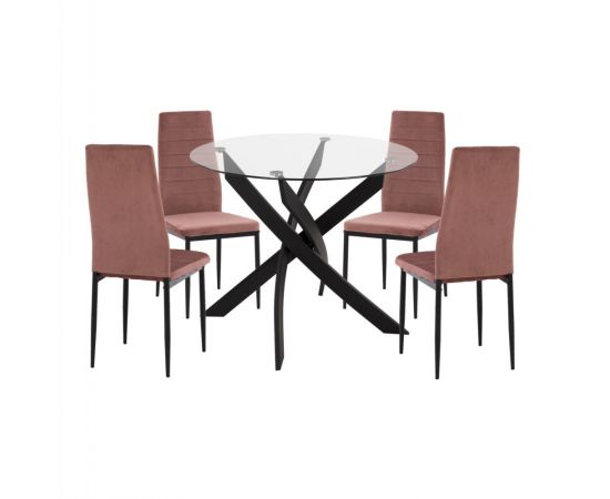 ΣΕΤ ΤΡΑΠΕΖΑΡΙΑΣ 5ΤΜΧ LADY HM21199.02 ΓΥΑΛΙ--ΜΕΤΑΛΛΟ ΣΕ ΜΑΥΡΟ & ΒΕΛΟΥΔΟ ΣΑΠΙΟ ΜΗΛΟ - ΤΡΑΠΕΖΑΡΙΕΣ στο Milonadakis.gr