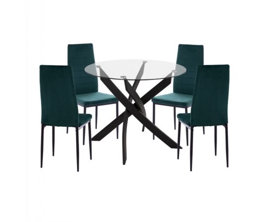 ΣΕΤ ΤΡΑΠΕΖΑΡΙΑΣ 5ΤΜΧ LADY HM21199.03 ΓΥΑΛΙ--ΜΕΤΑΛΛΟ ΣΕ ΜΑΥΡΟ & ΒΕΛΟΥΔΟ ΚΥΠΑΡΙΣΣΙ - ΤΡΑΠΕΖΑΡΙΕΣ στο Milonadakis.gr