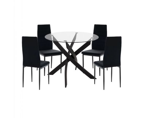 ΣΕΤ ΤΡΑΠΕΖΑΡΙΑΣ 5ΤΜΧ LADY HM21199.04 ΓΥΑΛΙ--ΜΕΤΑΛΛΟ & ΒΕΛΟΥΔΟ ΣΕ ΜΑΥΡΟ - ΤΡΑΠΕΖΑΡΙΕΣ στο Milonadakis.gr