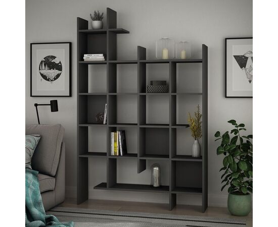 Βιβλιοθήκη Manco pakoworld σε ανθρακί απόχρωση 122x25.5x188εκ - ΒΙΒΛΙΟΘΗΚΕΣ στο Milonadakis.gr
